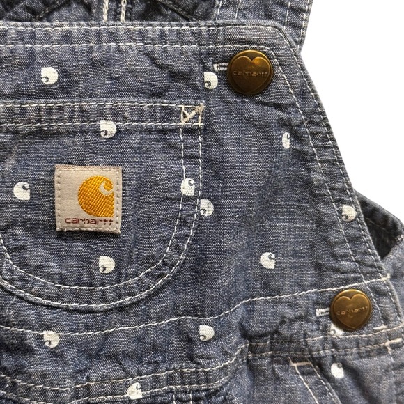 Carhartt‎ Baby Girl's Chambray Logo Shortall 12M Denim Overalls - Picture 3 of 8